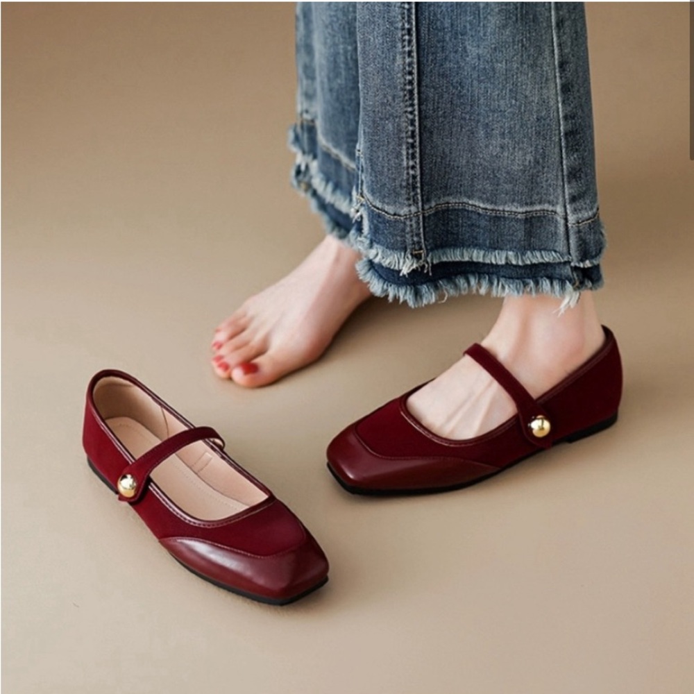 Spring Sale! 💫 Elegant Burgundy Mary Jane Flats